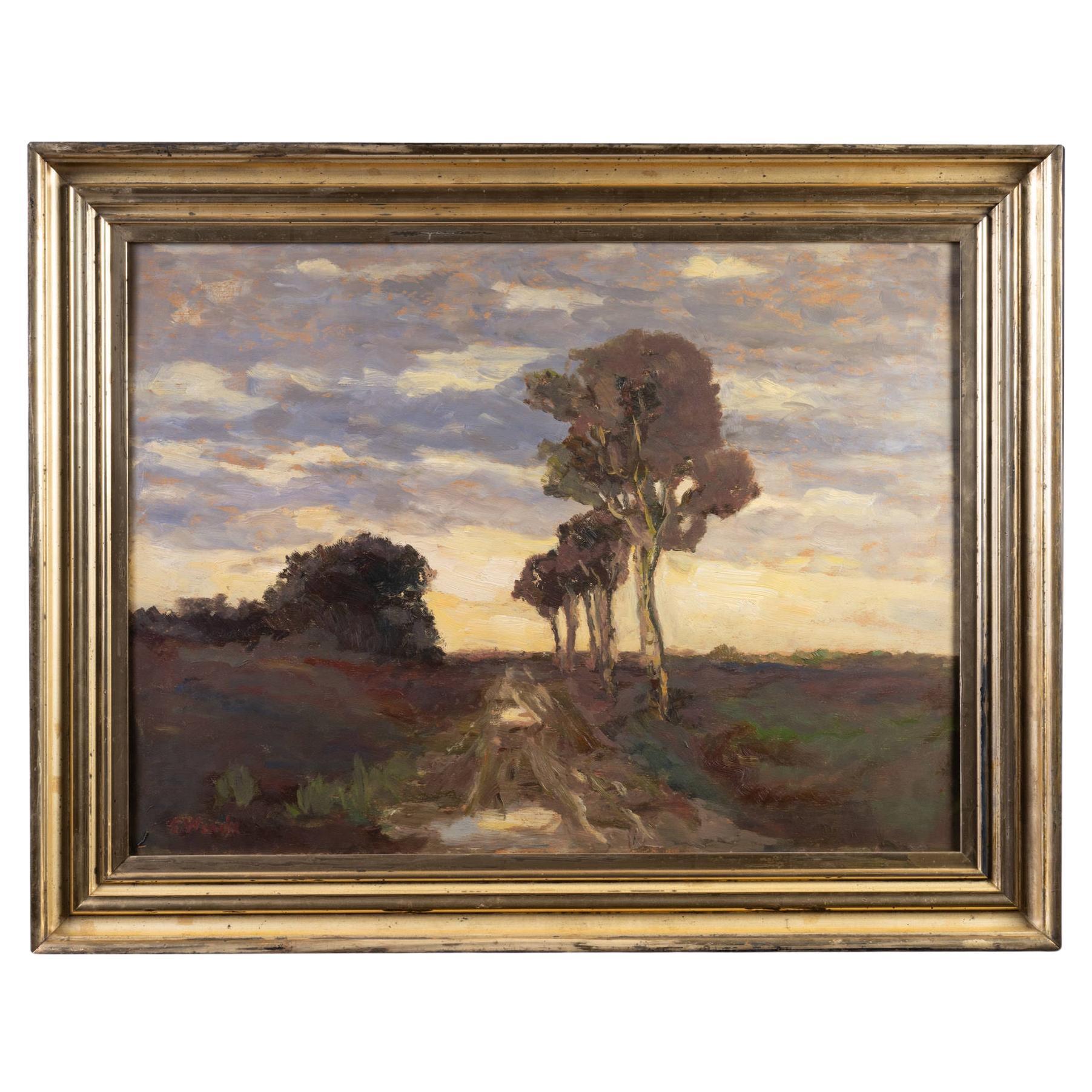 Sophie Wencke 'Weg ins Teufelsmoor' Oil on Canvas Painting ca. 1900 Worpswede For Sale
