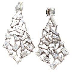 Chandellier 18K White Gold Free Style Diamond Earrings