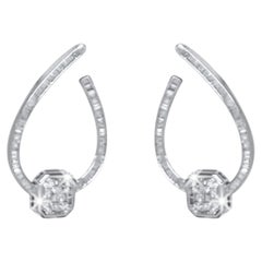 Octagon Teardrop 18K Yellow Gold Diamond Hoop Earrings