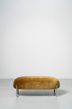 Sophisticate Bench - chrome steel tube legs with yellow upholstery