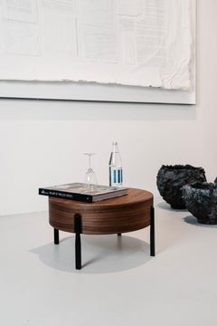 Sophisticate Lounge Table - chrome steel tube legs with walnut veneer