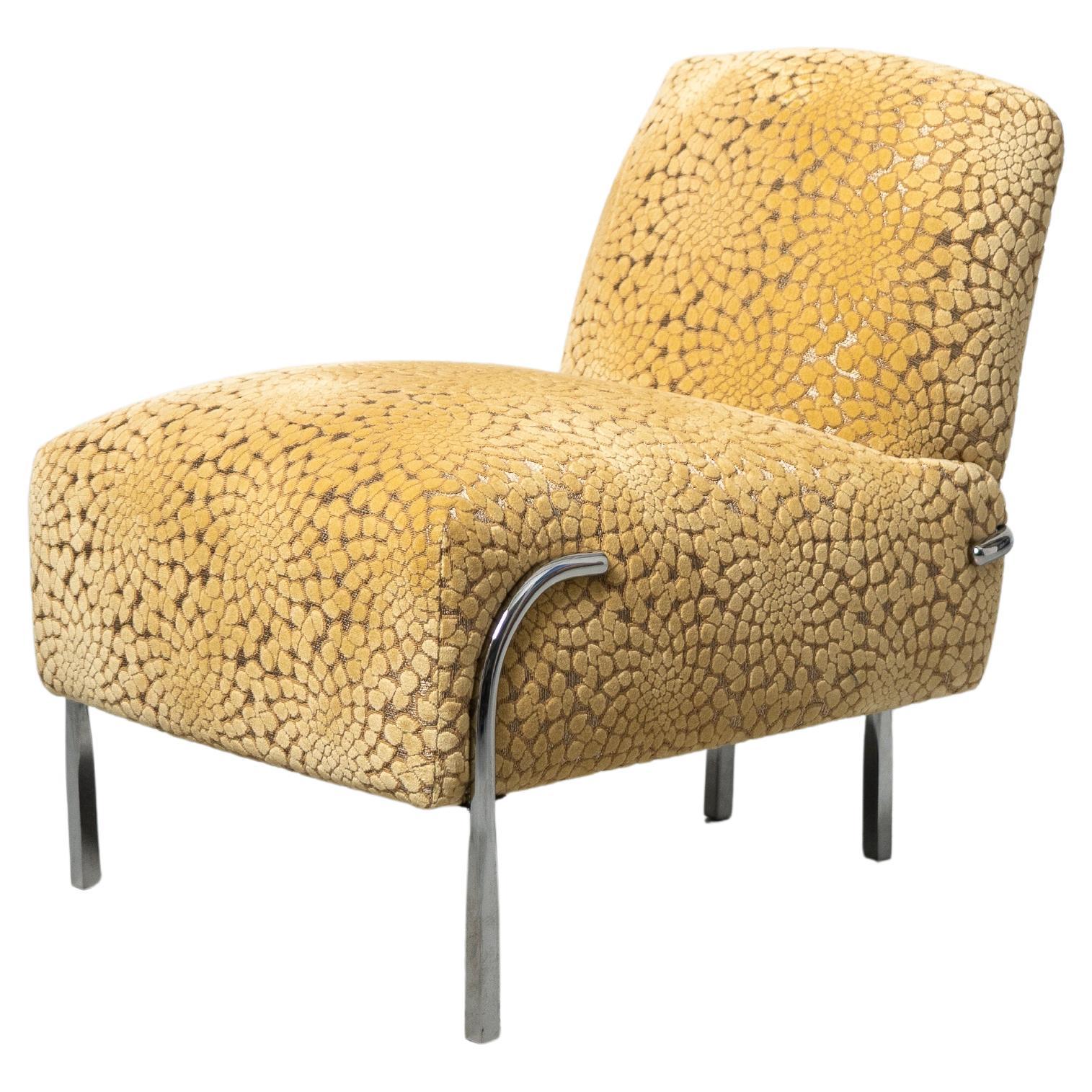 Sophisticate Slipper Chair - chrome steel tube legs with yellow upholstery