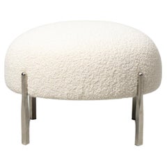 Sophisticate Stool - chrome steel tube legs with boucle upholstery