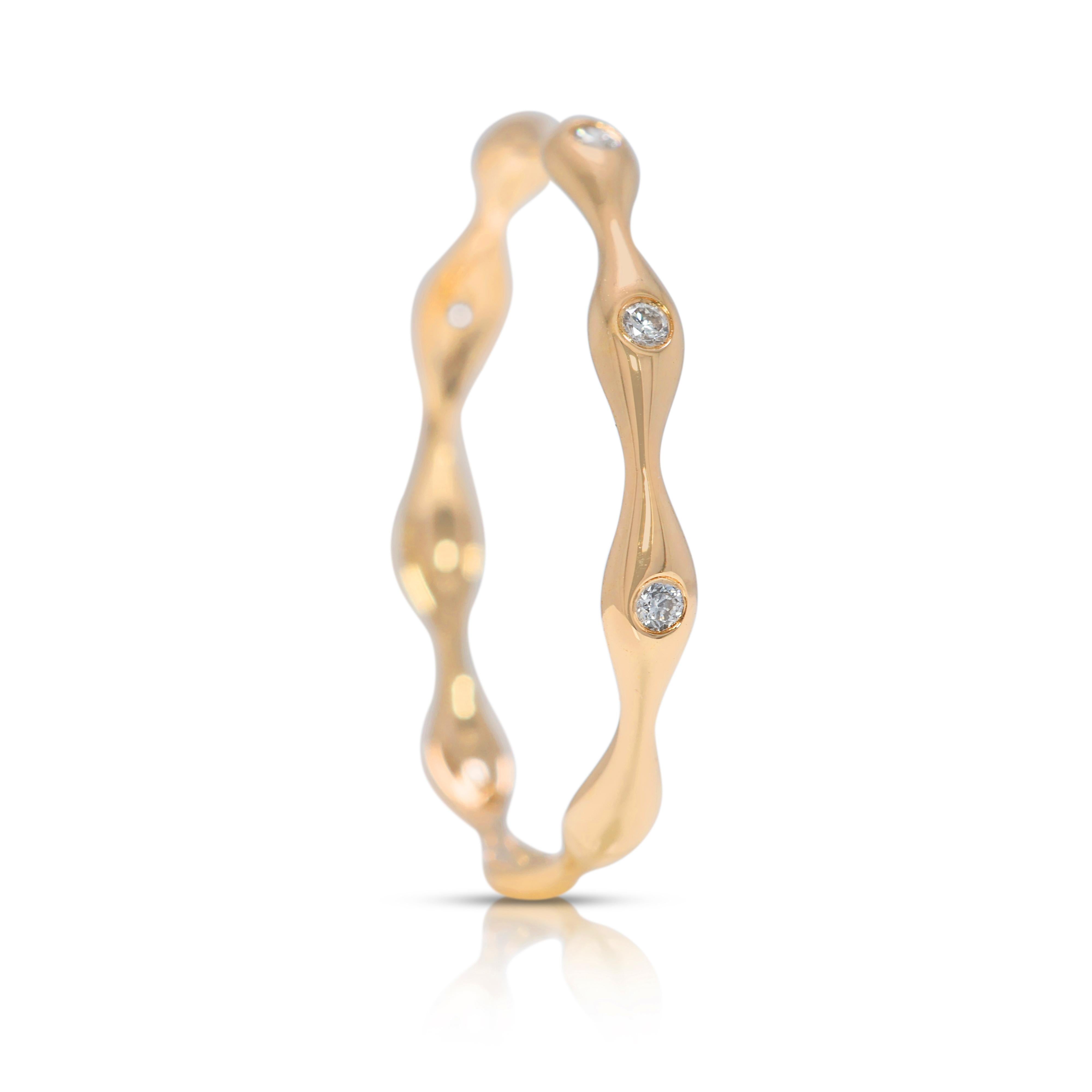 De las mujeres Sofisticado Anillo de Oro Amarillo de 14 K con Diamante Natural de 0,05 ct en venta