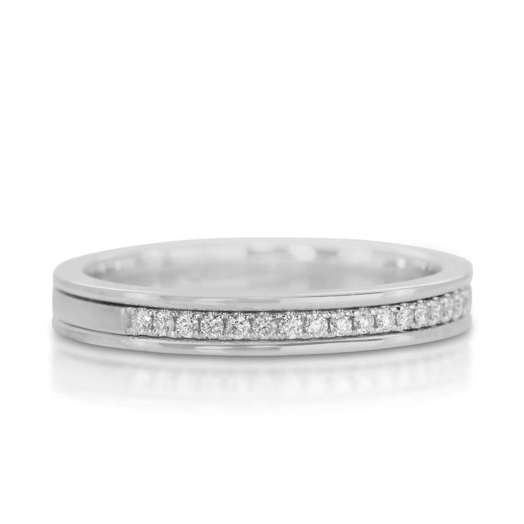 Round Cut Sophisticated 0.12ct Half Eternity Diamond Ring in 18K White Gold For Sale