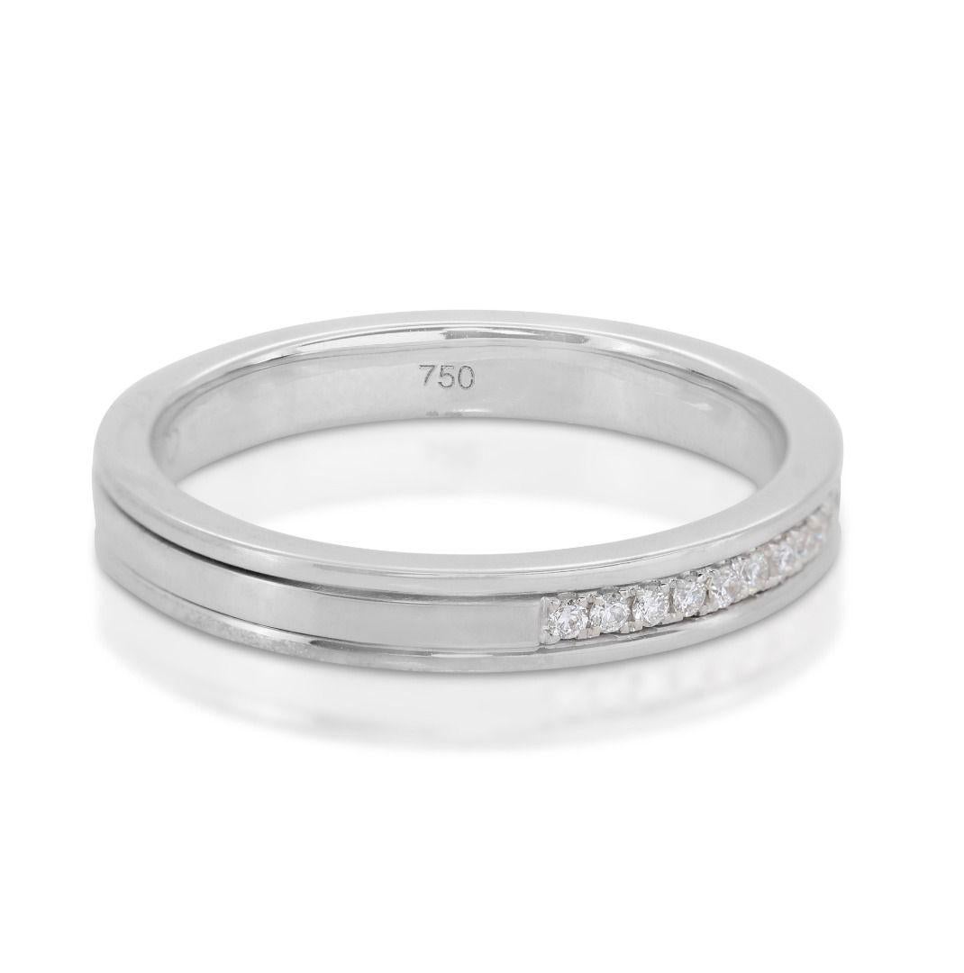 Sophisticated 0.12ct Half Eternity Diamond Ring in 18K White Gold For Sale 2