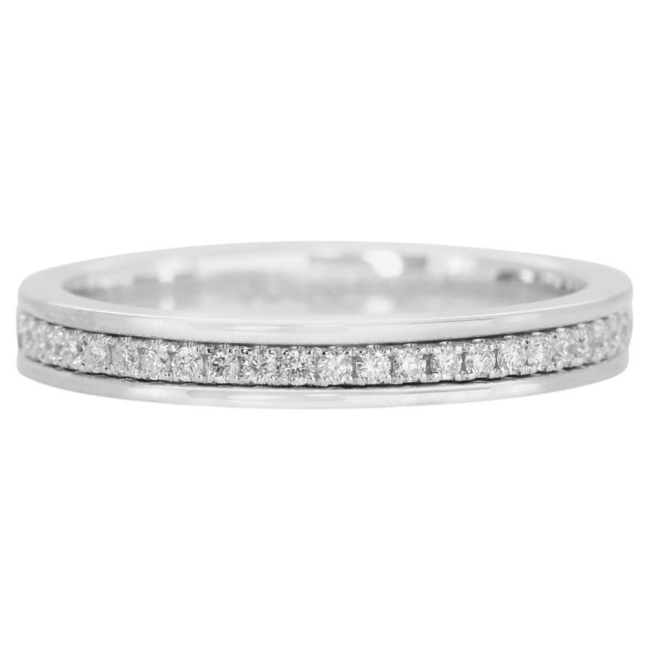 Sophisticated 0.12ct Half Eternity Diamond Ring in 18K White Gold For Sale