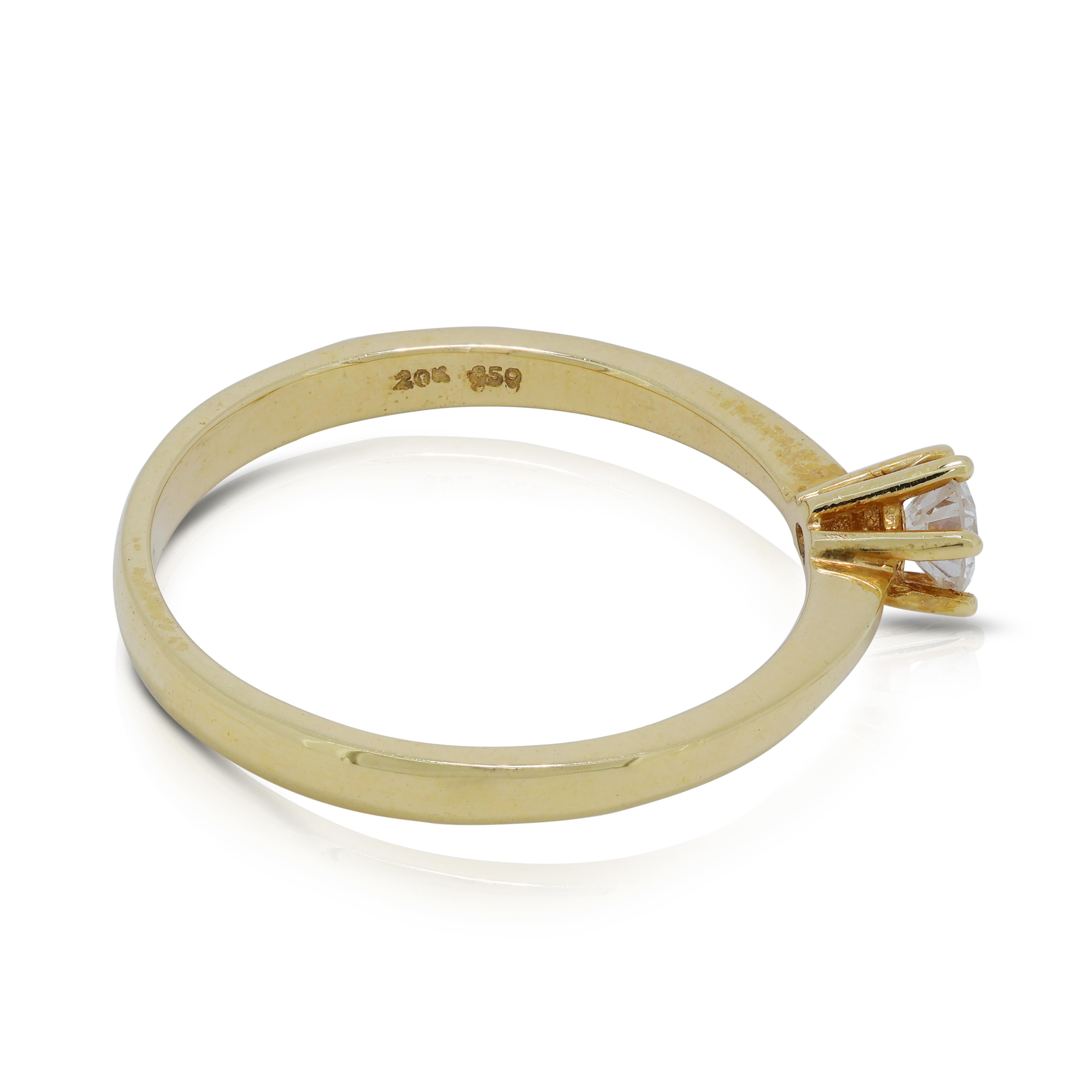 Raffinierter 0,16 Karat natürlicher Diamant Solitär-Ring aus 20 Karat Gelbgold (Rundschliff) im Angebot