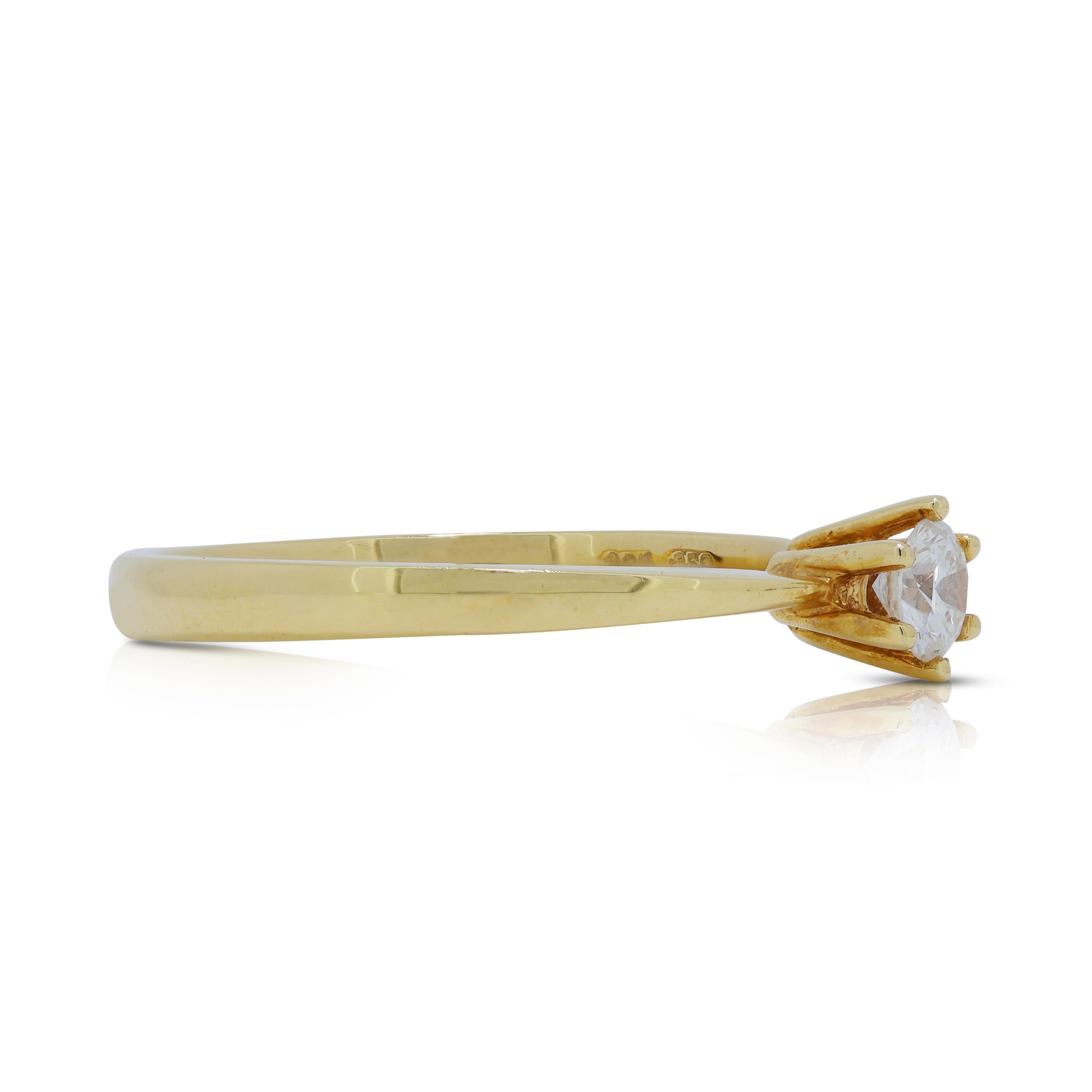 Raffinierter 0,16 Karat natürlicher Diamant Solitär-Ring aus 20 Karat Gelbgold Damen im Angebot