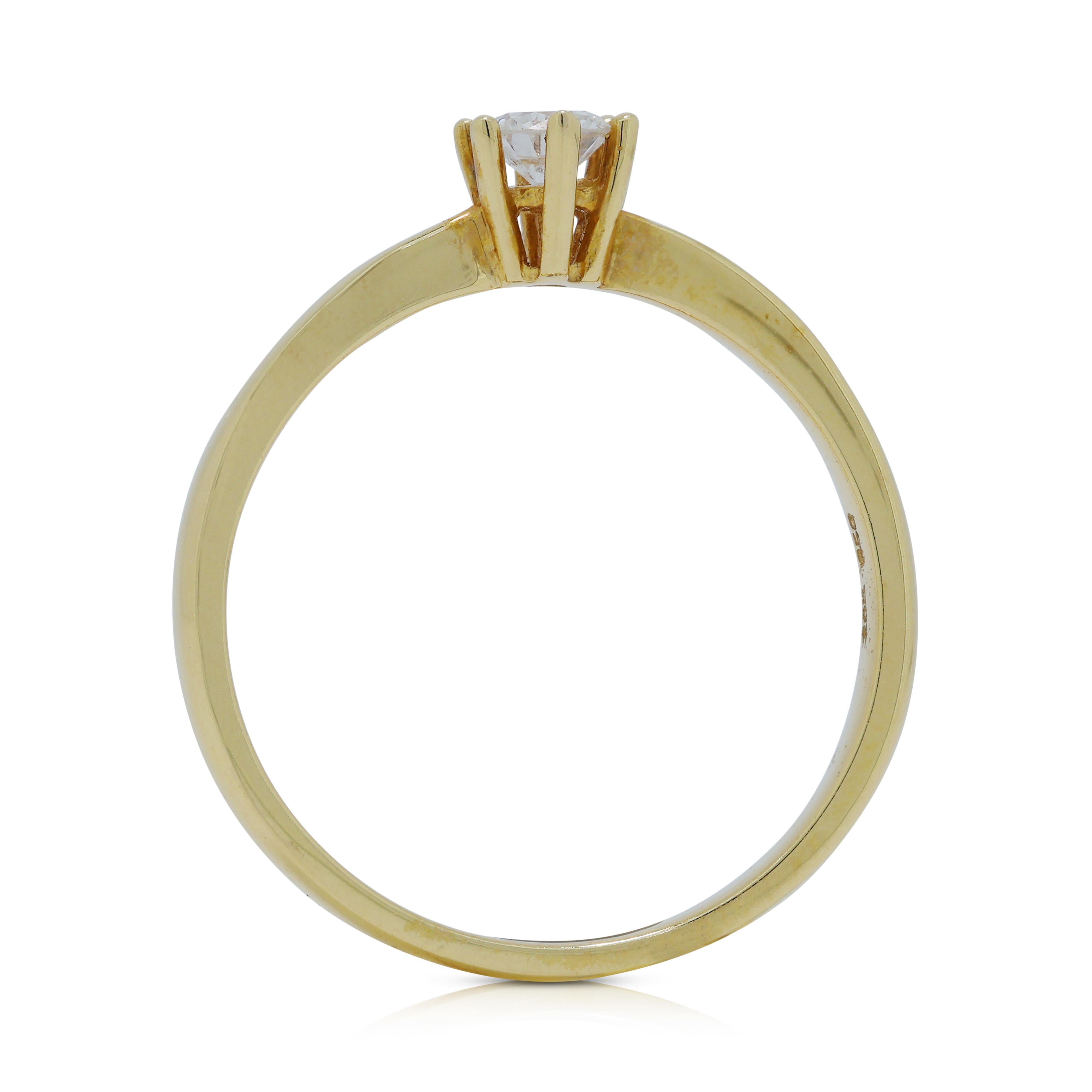 Raffinierter 0,16 Karat natürlicher Diamant Solitär-Ring aus 20 Karat Gelbgold im Angebot 2