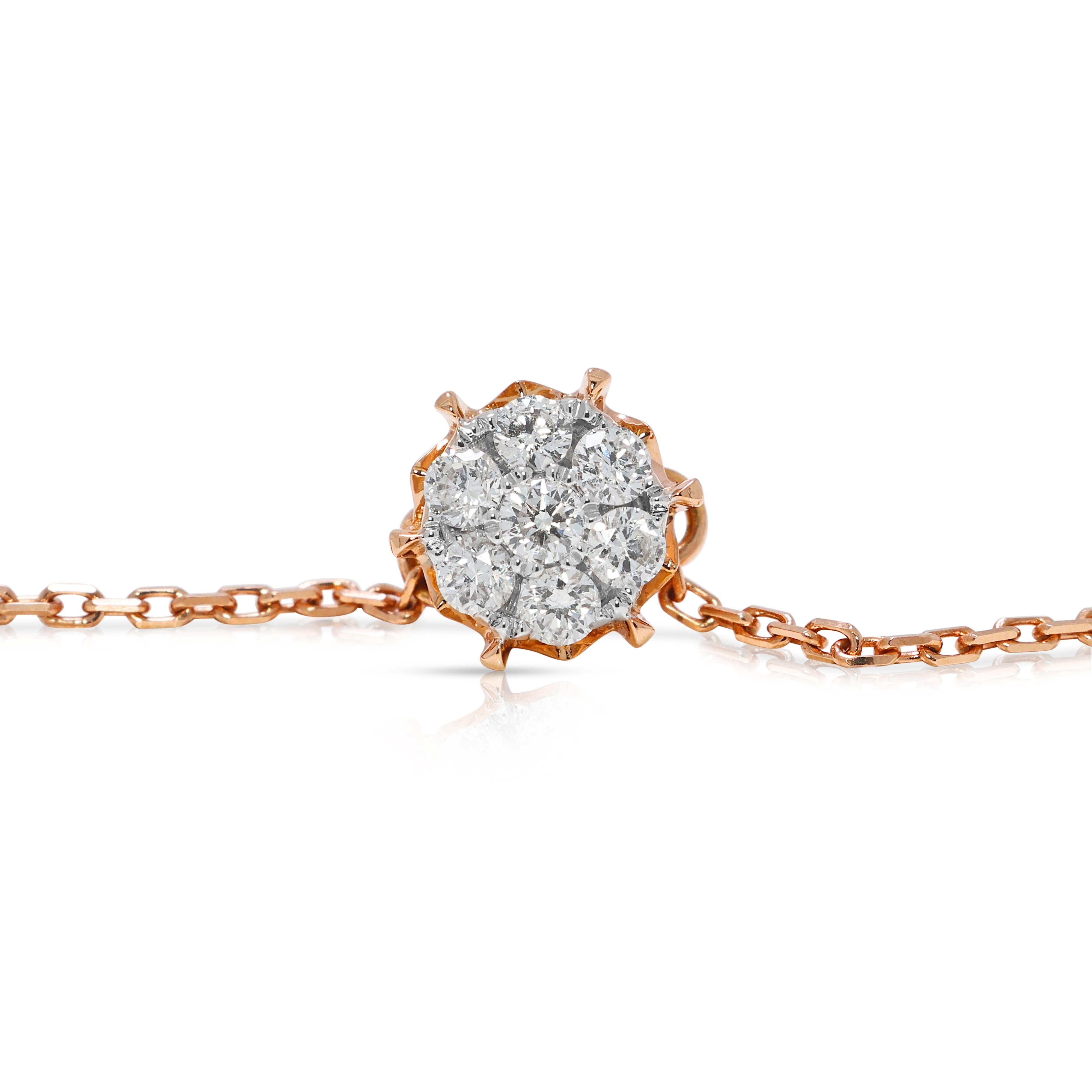 Bracelet sophistiqué en or rose 18 carats et diamant naturel de 0,19 ct Pour femmes en vente
