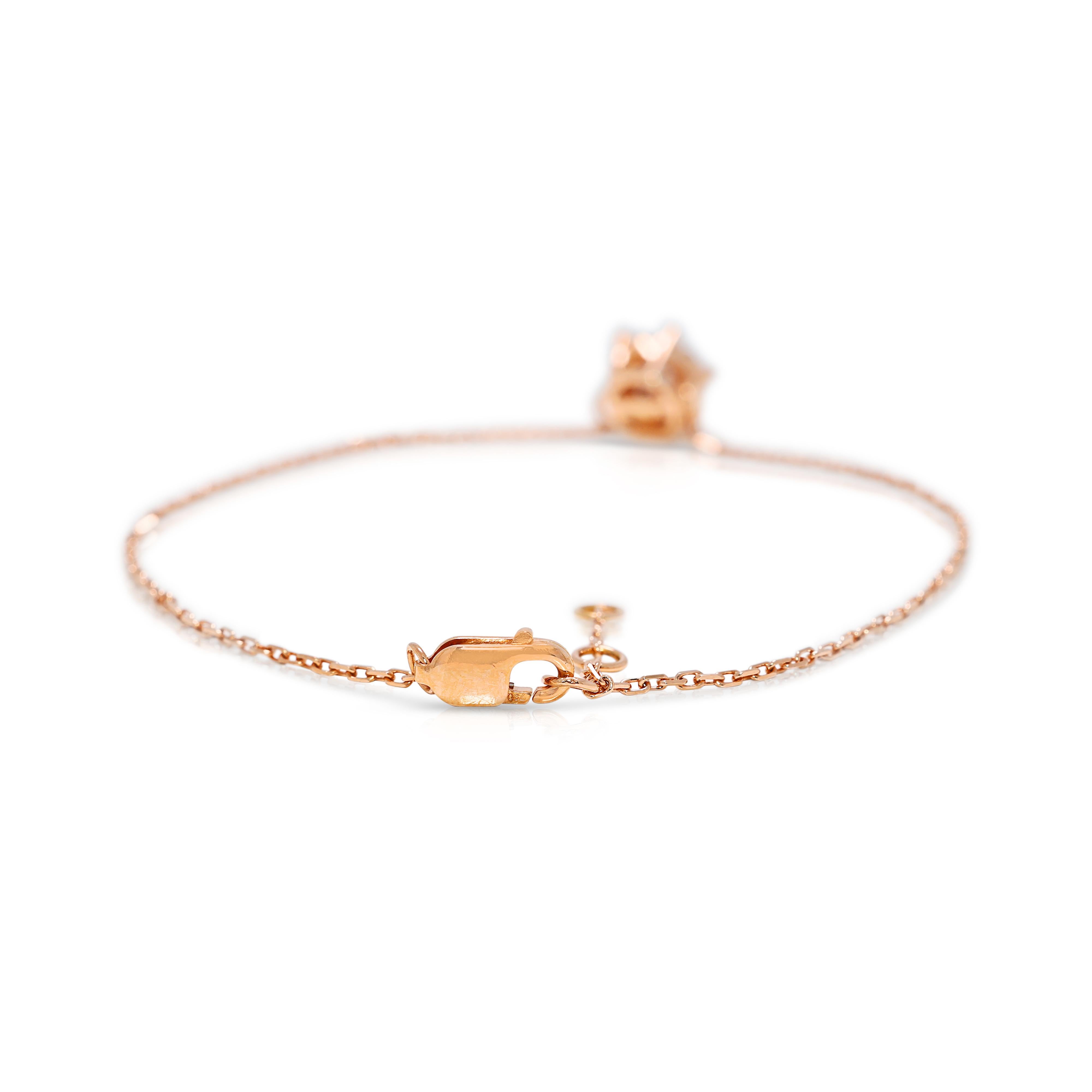Bracelet sophistiqué en or rose 18 carats et diamant naturel de 0,19 ct en vente 2