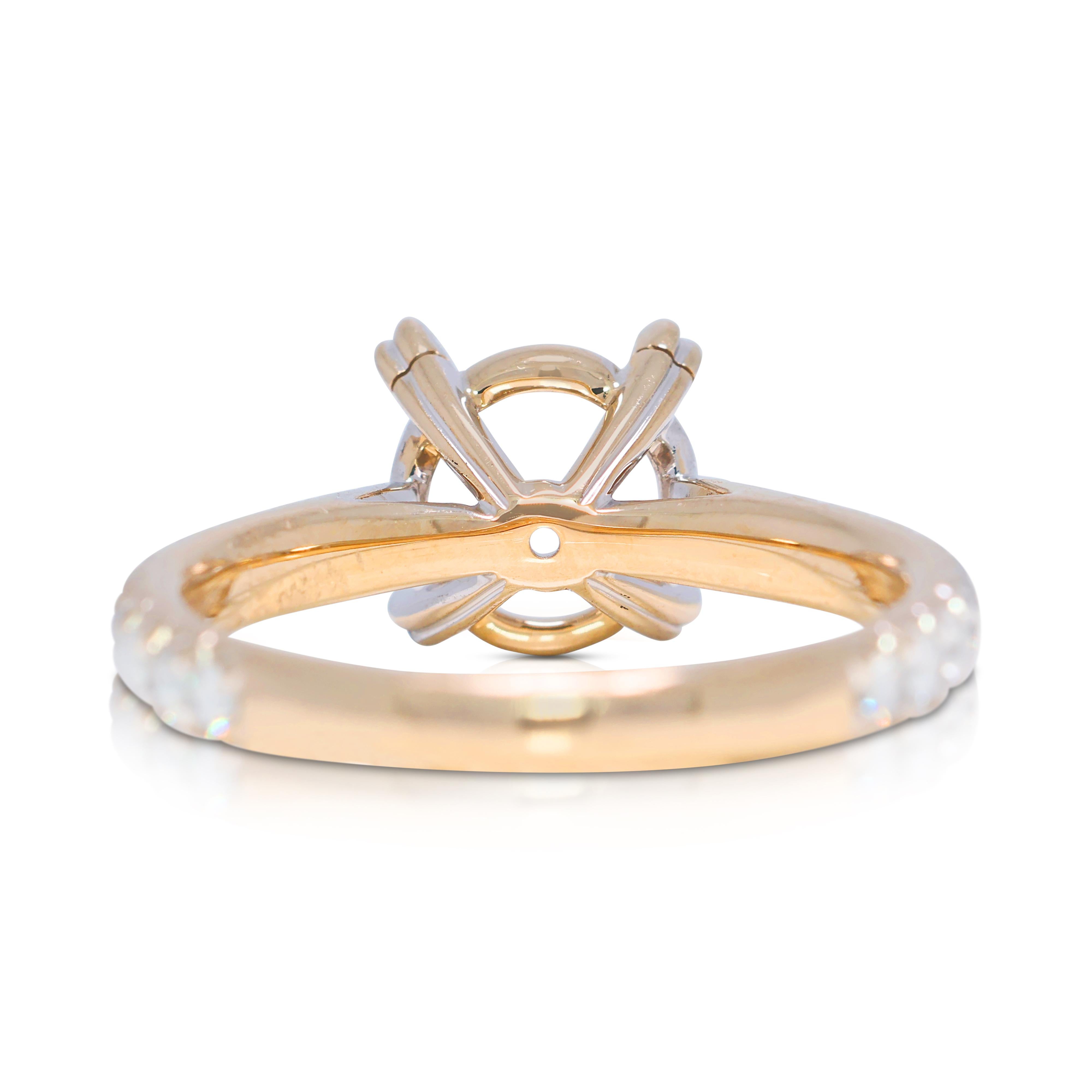 Women's Sophisticated 0.41ct Natural Diamond Ring Setting in 18K Two-Toned Gold For Sale