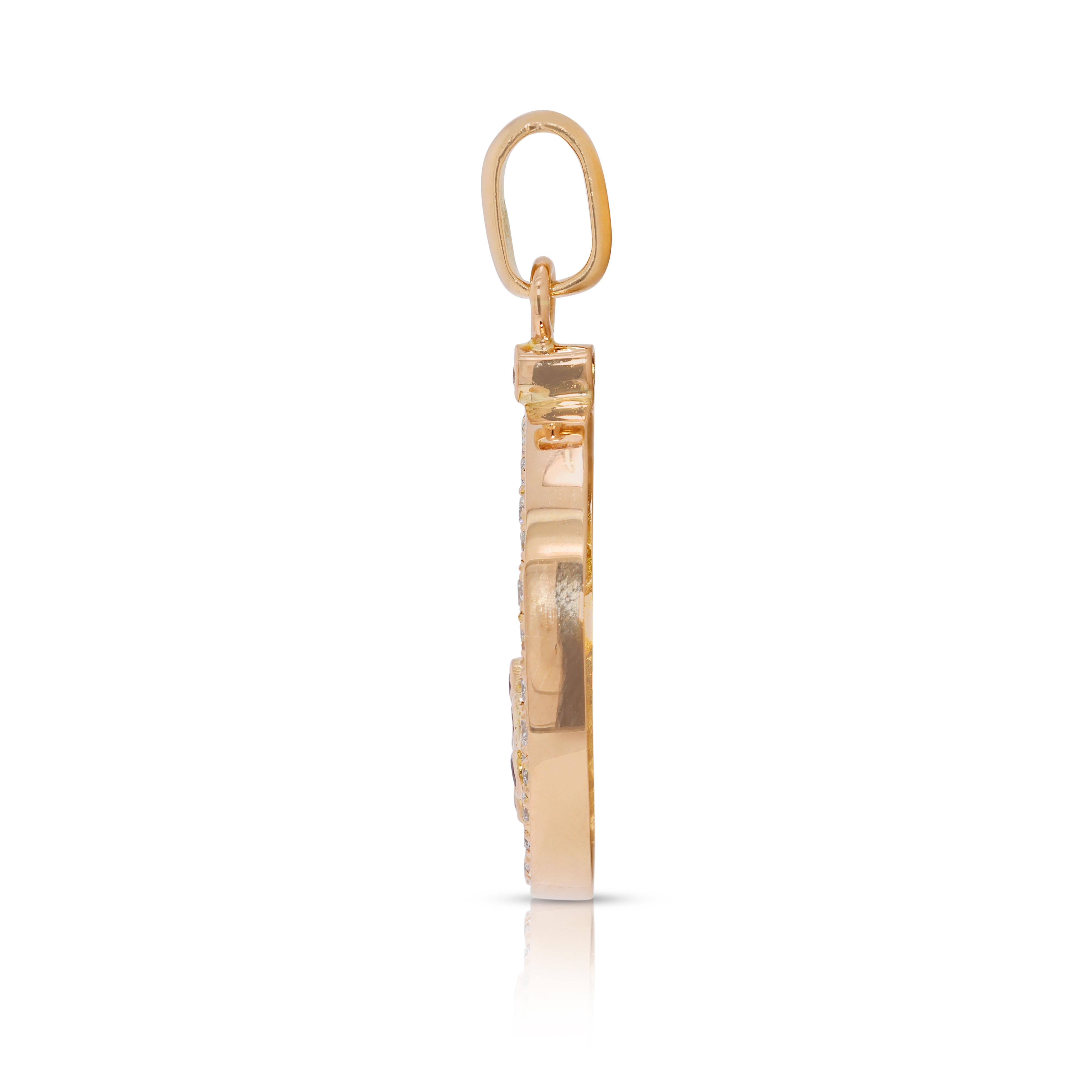 Pendentif sophistiqué en diamant naturel et rubis de 0,46ct  en or jaune 18K Pour femmes en vente