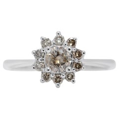 Sophisticated 0.57ct Diamonds Flower-Shaped Ring in 18k White Gold 