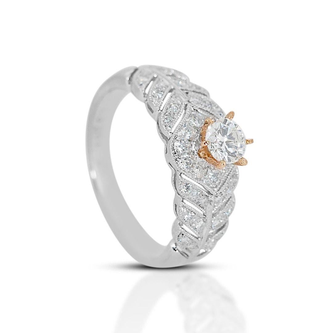 Sophisticated 0.58ct Pave Diamond Ring set in Platinum For Sale 4