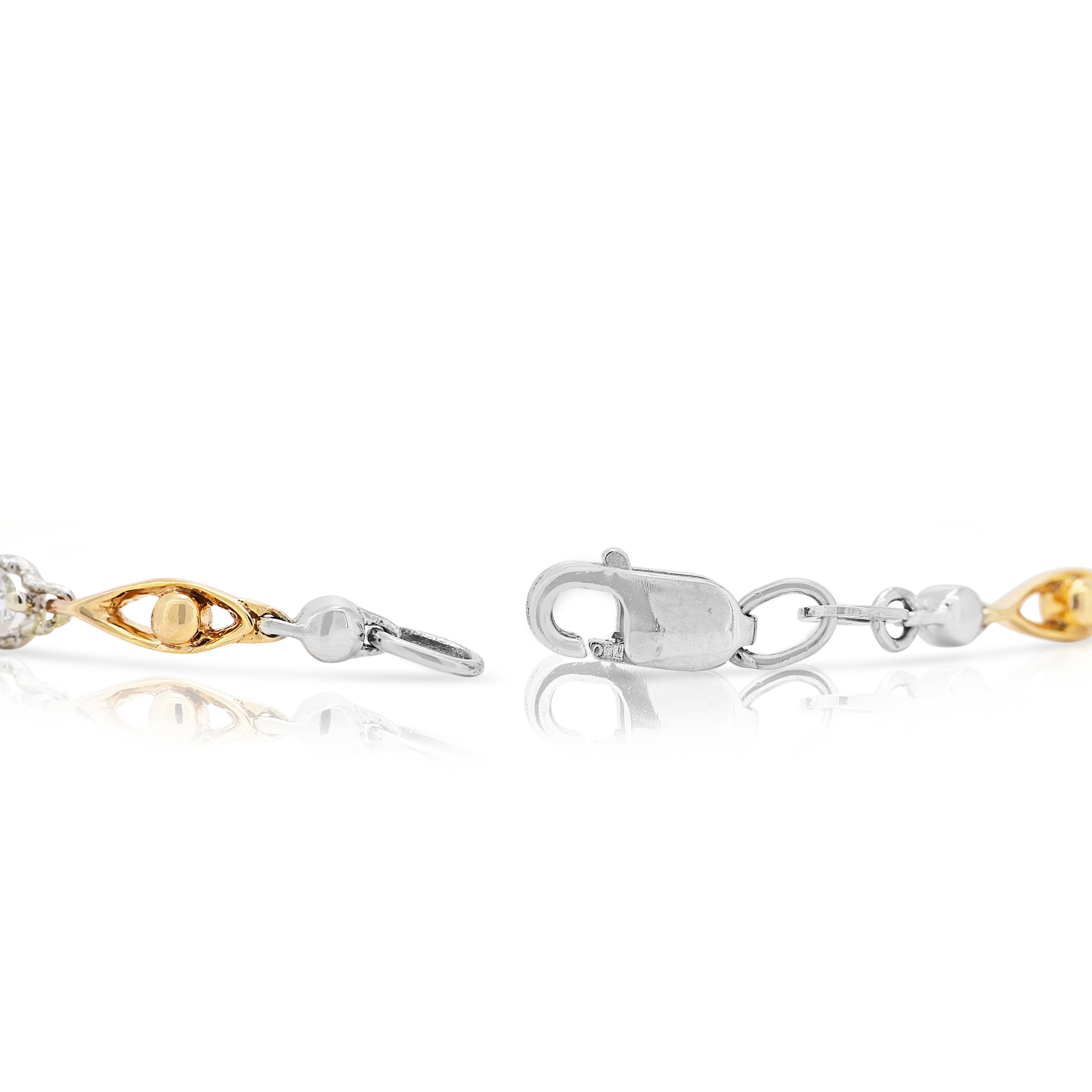 Sofisticato bracciale con diamanti naturali da 0,68 carati in oro 18 carati bicolore in vendita 1