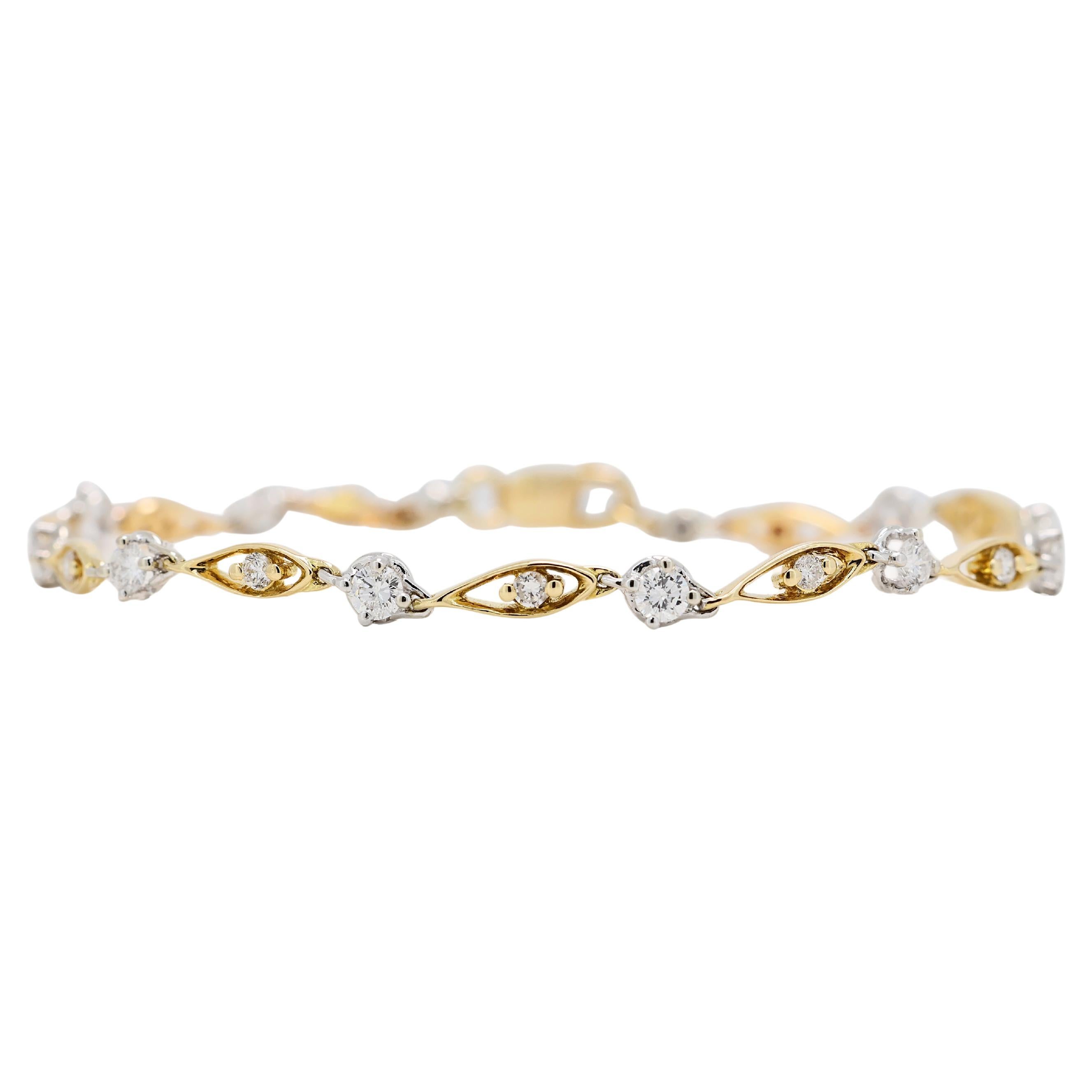 Sofisticato bracciale con diamanti naturali da 0,68 carati in oro 18 carati bicolore in vendita