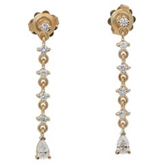Sophisticated 0.76ct Diamonds Drop Earrings in 18k Yellow Gold - IGI Certified
