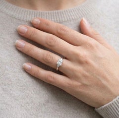 Sophisticated 0.79ct Natural Diamond Three-Stone Ring in Platinum