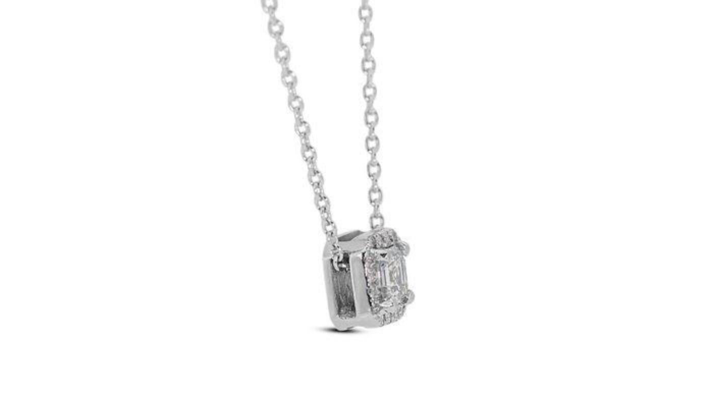 Women's Sophisticated 0.83ct Ascher Cut Diamond Necklace in 18K White Gold  For Sale