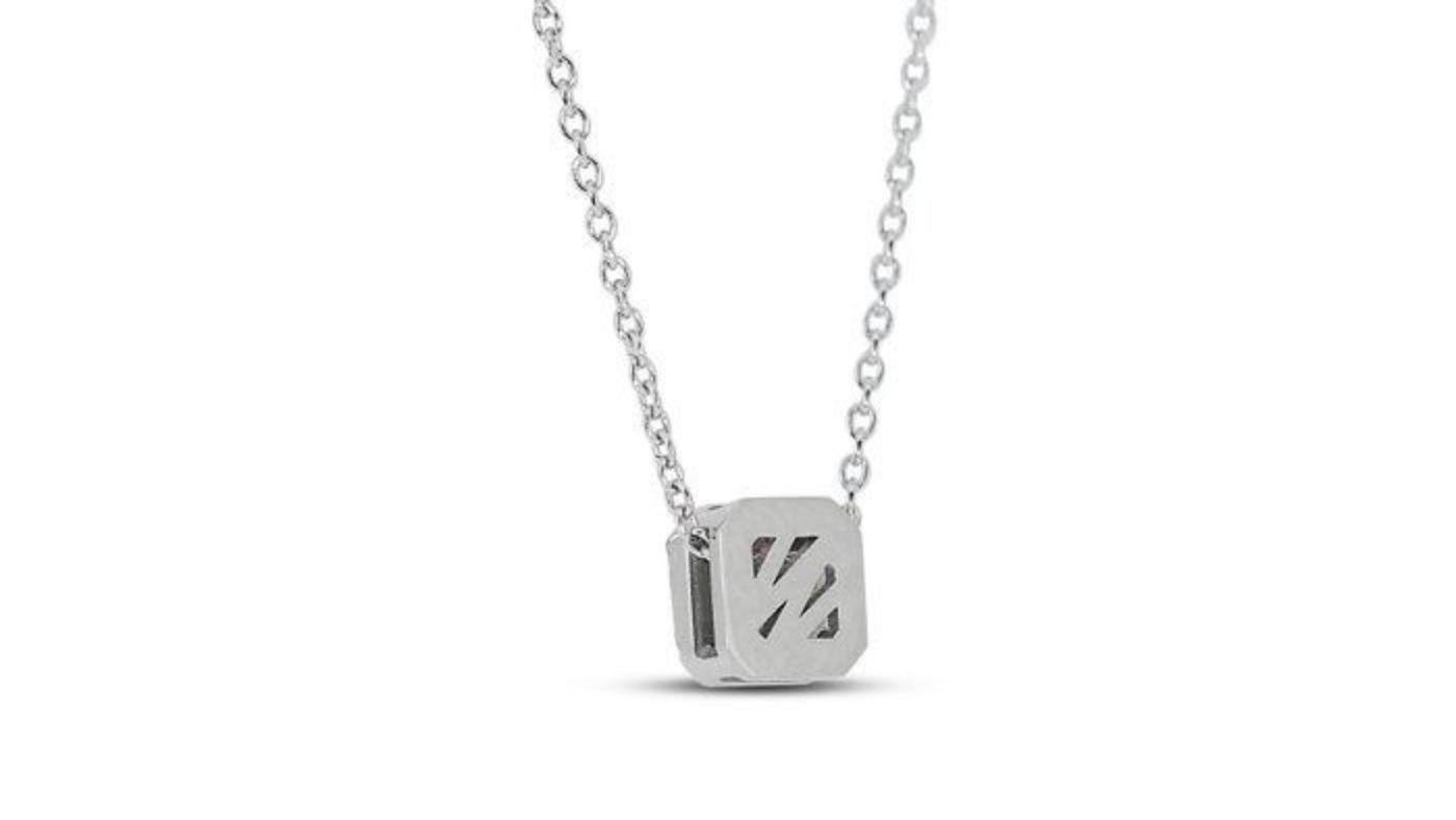 Sophisticated 0.83ct Ascher Cut Diamond Necklace in 18K White Gold For Sale 1