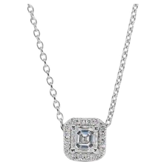 Sophisticated 0.83ct Ascher Cut Diamond Necklace in 18K White Gold  For Sale