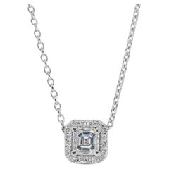 Sophisticated 0.83ct Ascher Cut Diamond Necklace in 18K White Gold 