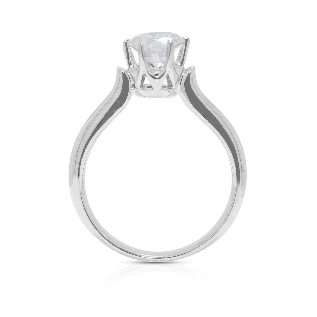 Sophisticated 0.88ct Solitaire Natural Diamond Ring in 14K White Gold 2