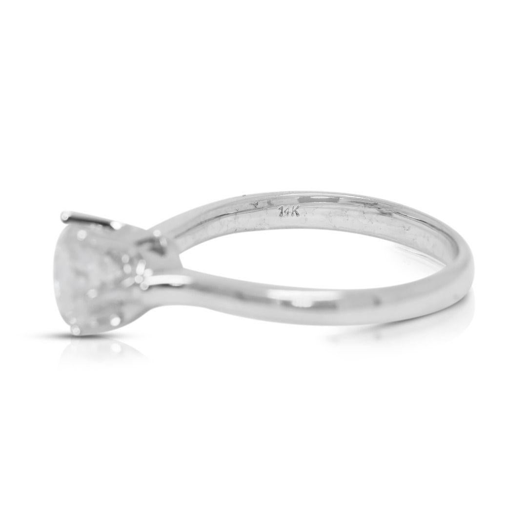 Sophisticated 0.88ct Solitaire Natural Diamond Ring in 14K White Gold 3