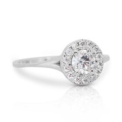 Sophisticated 0.89ct Triple Excellent Ideal Cut Diamonds Halo Ring