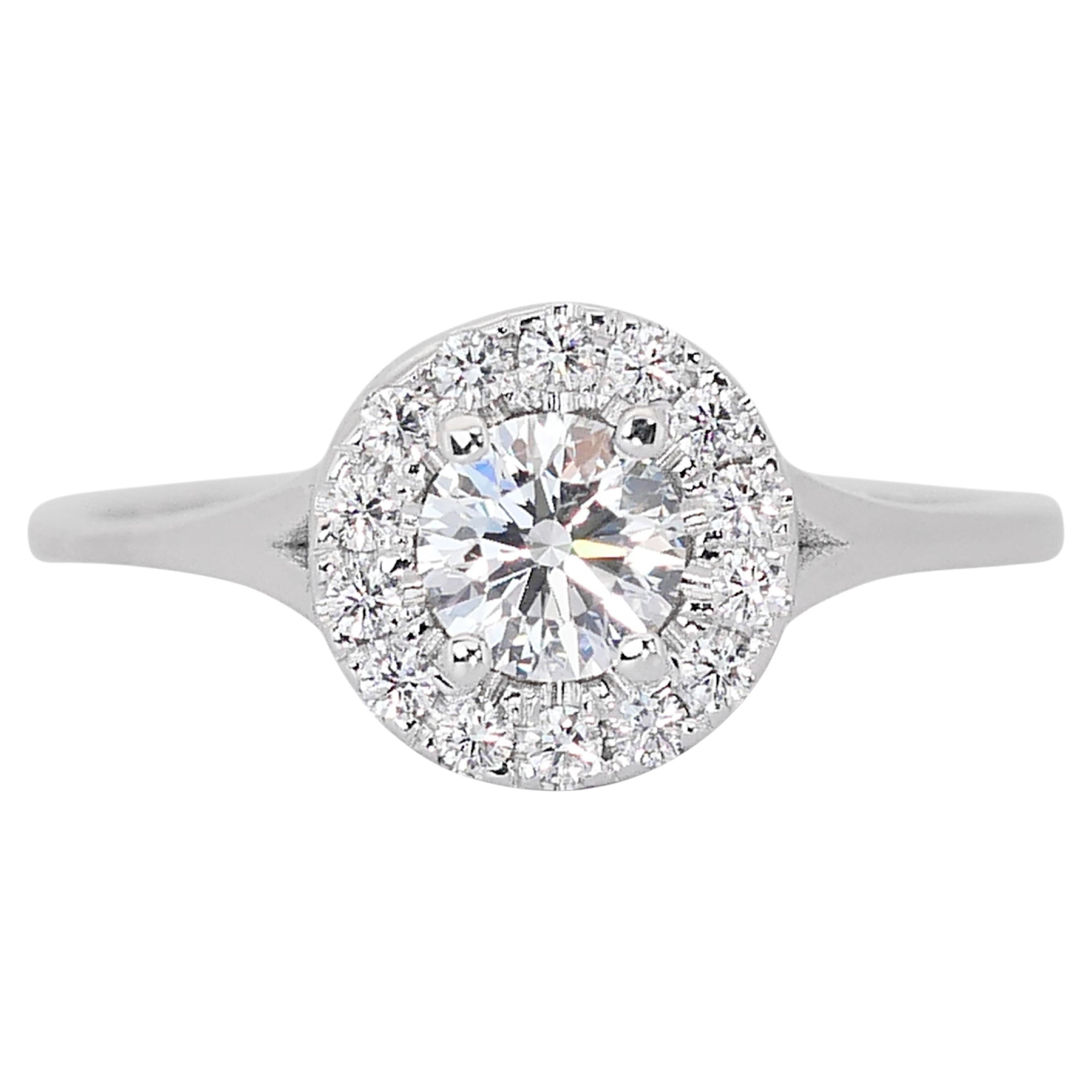 Anspruchsvolle 0,89ct Triple Excellent Ideal Cut Diamanten Halo Ring
