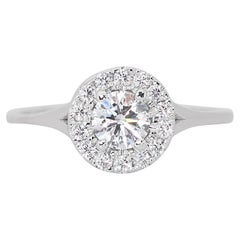 Anspruchsvolle 0,89ct Triple Excellent Ideal Cut Diamanten Halo Ring
