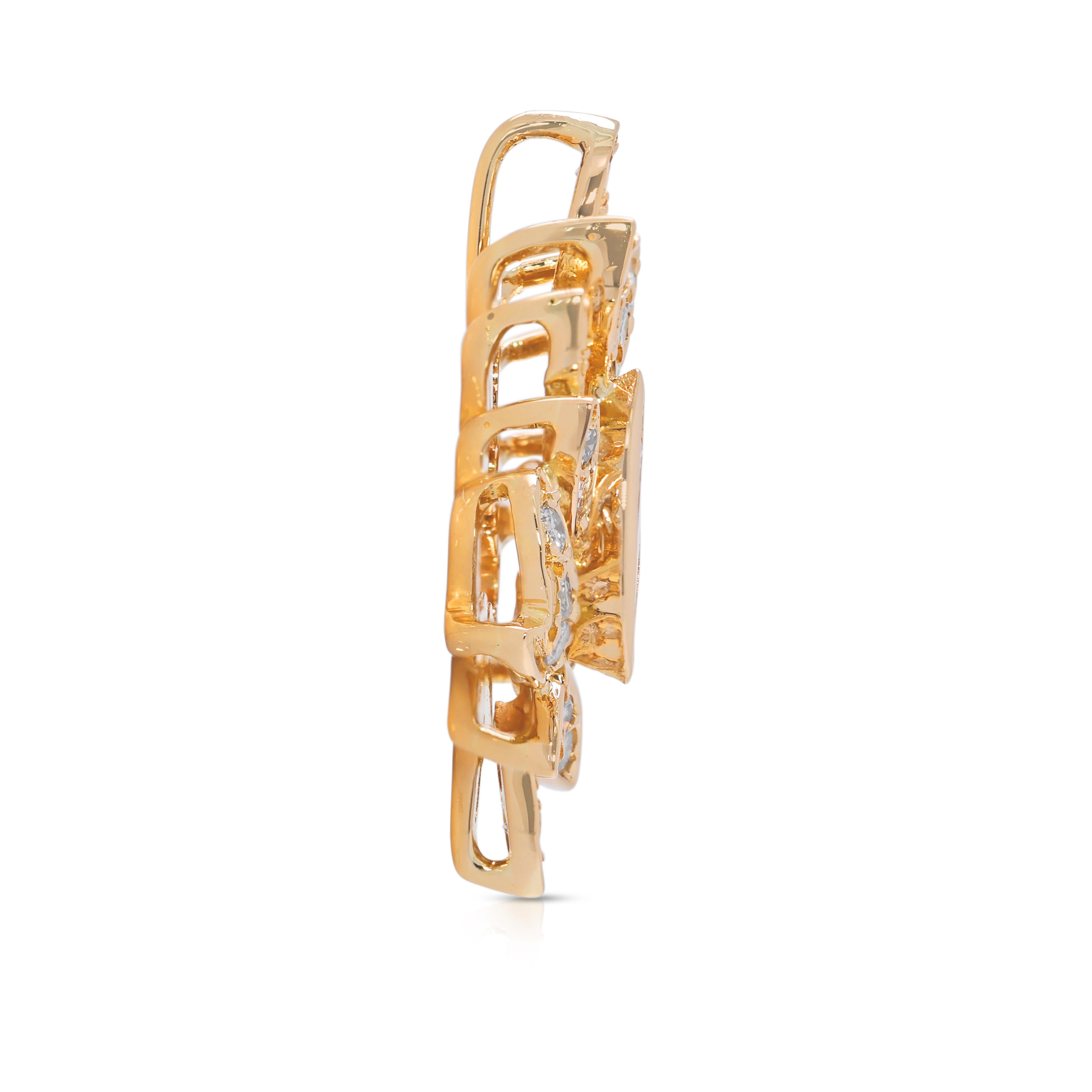 Raffinierter 0,91ct Blattmotiv-Diamantanhänger aus 18K Gelbgold Damen im Angebot