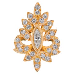 Raffinierter 0,91ct Blattmotiv-Diamantanhänger aus 18K Gelbgold