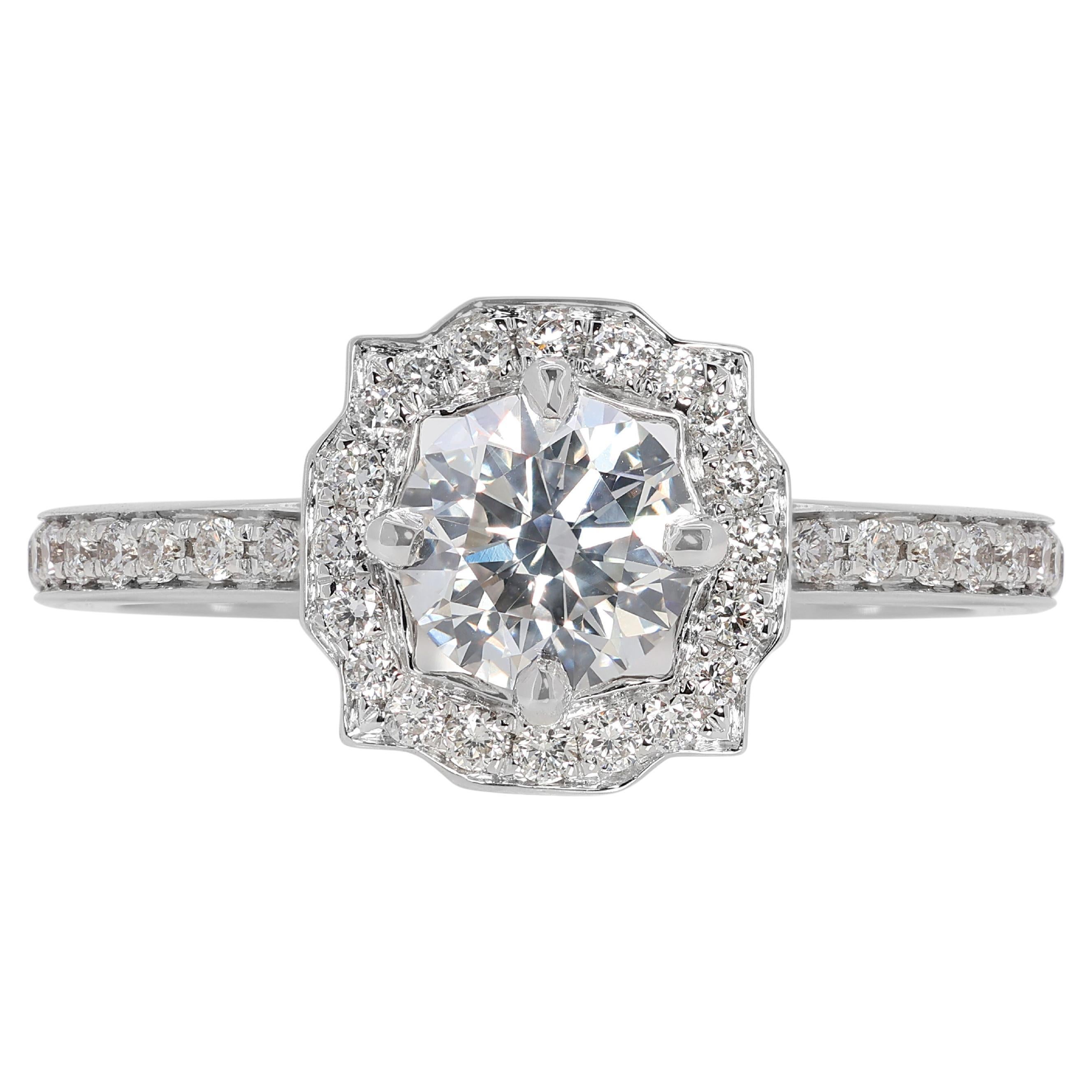 Sophisticated 0.92 carat Natural Diamond Ring in 18K White Gold