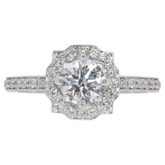 Sophisticated 0.92 carat Natural Diamond Ring in 18K White Gold
