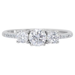 Sophisticated 0.92ct Triple Excellent Ideal Cut Diamonds 3-Stone Ring - GIA