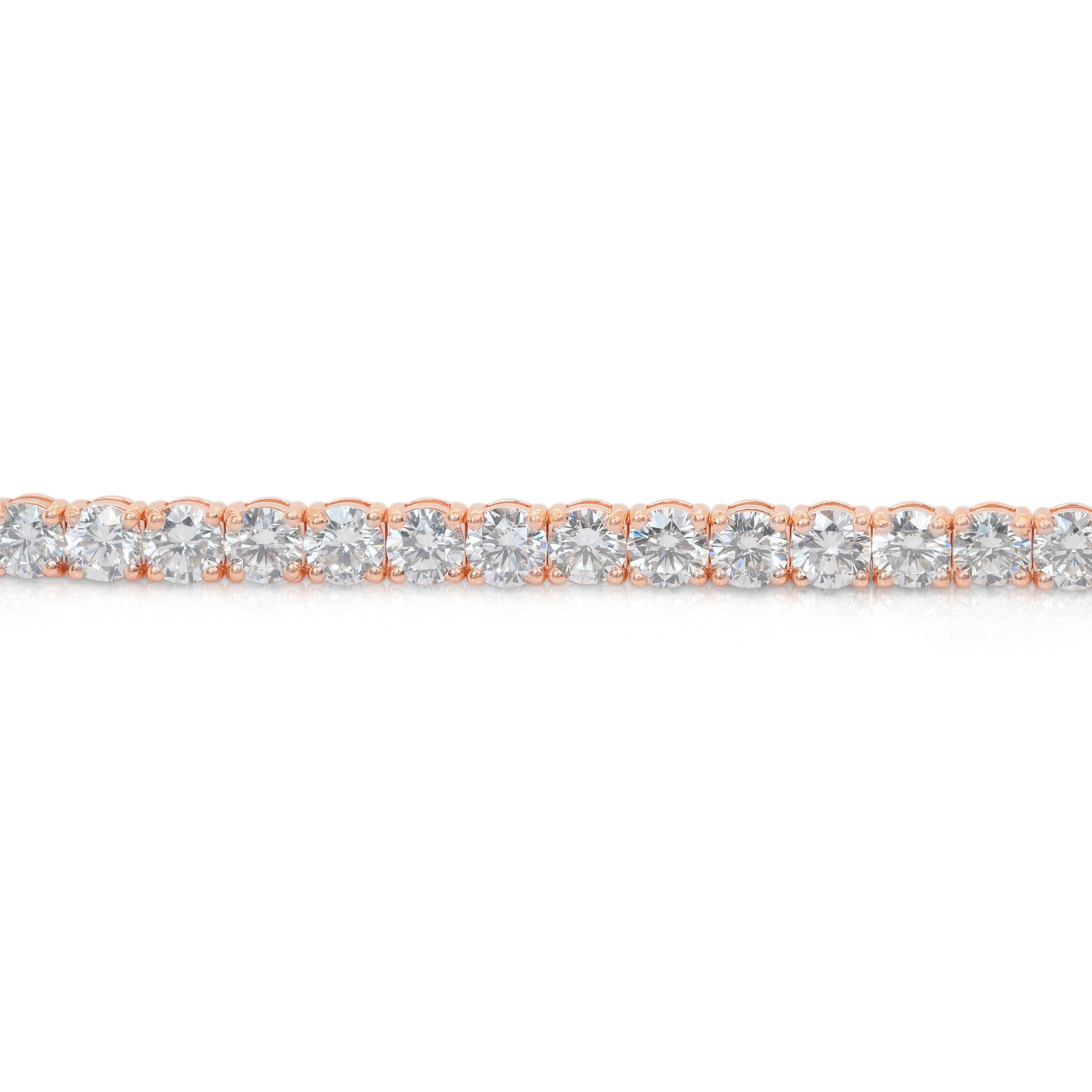 Sophisticated 10.03ct Diamonds Tennis Bracelet in 14k Rose Gold - IGI Certified in vendita 4