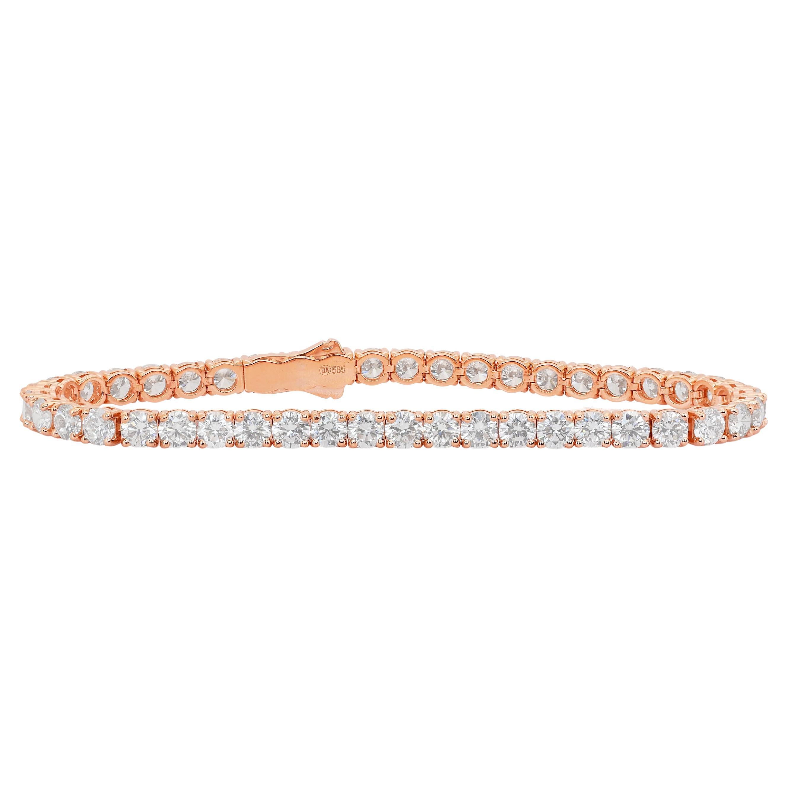 Sophisticated 10.03ct Diamonds Tennis Bracelet in 14k Rose Gold - IGI Certified