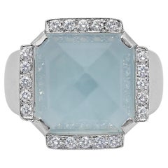 Sophisticated 10.15ct Sapphire and Diamonds Dome Ring in 18k White Gold