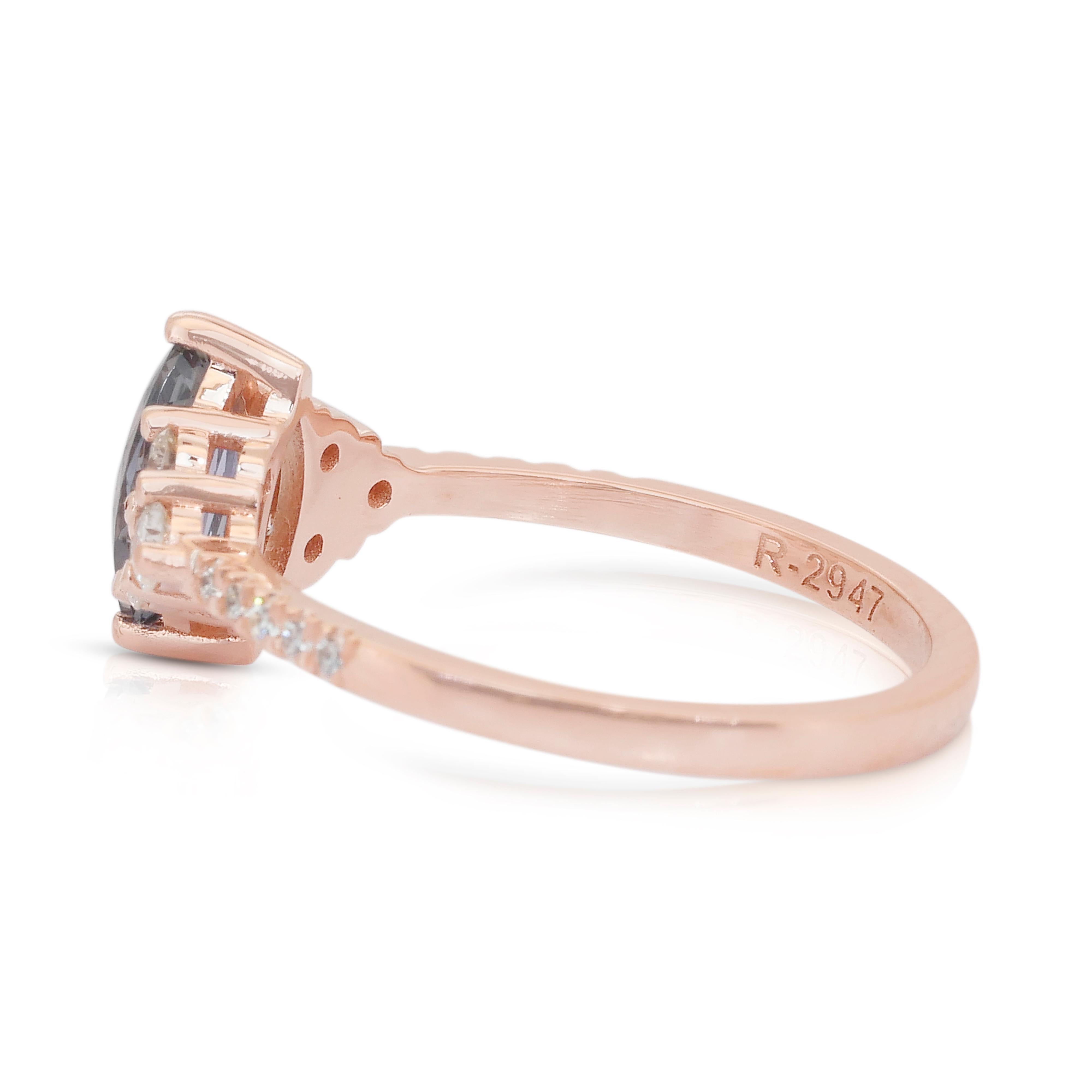 Anspruchsvoller Ring mit 1,06 Karat Tansanit und Diamanten aus 18 Karat Roségold Damen im Angebot