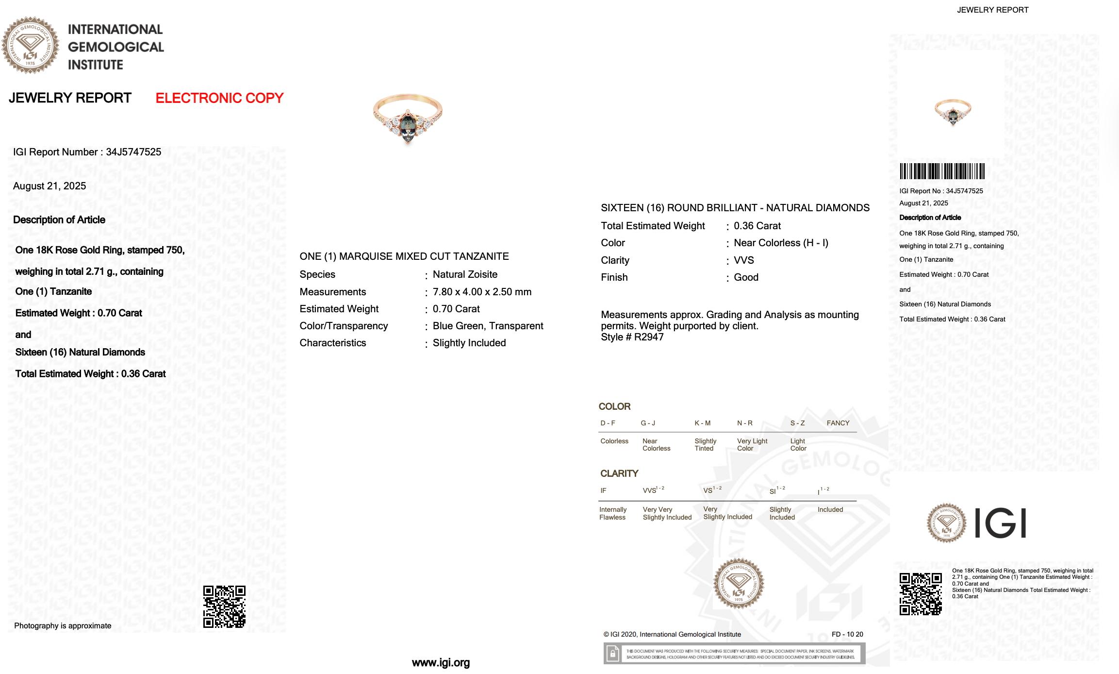 Anspruchsvoller Ring mit 1,06 Karat Tansanit und Diamanten aus 18 Karat Roségold im Angebot 1