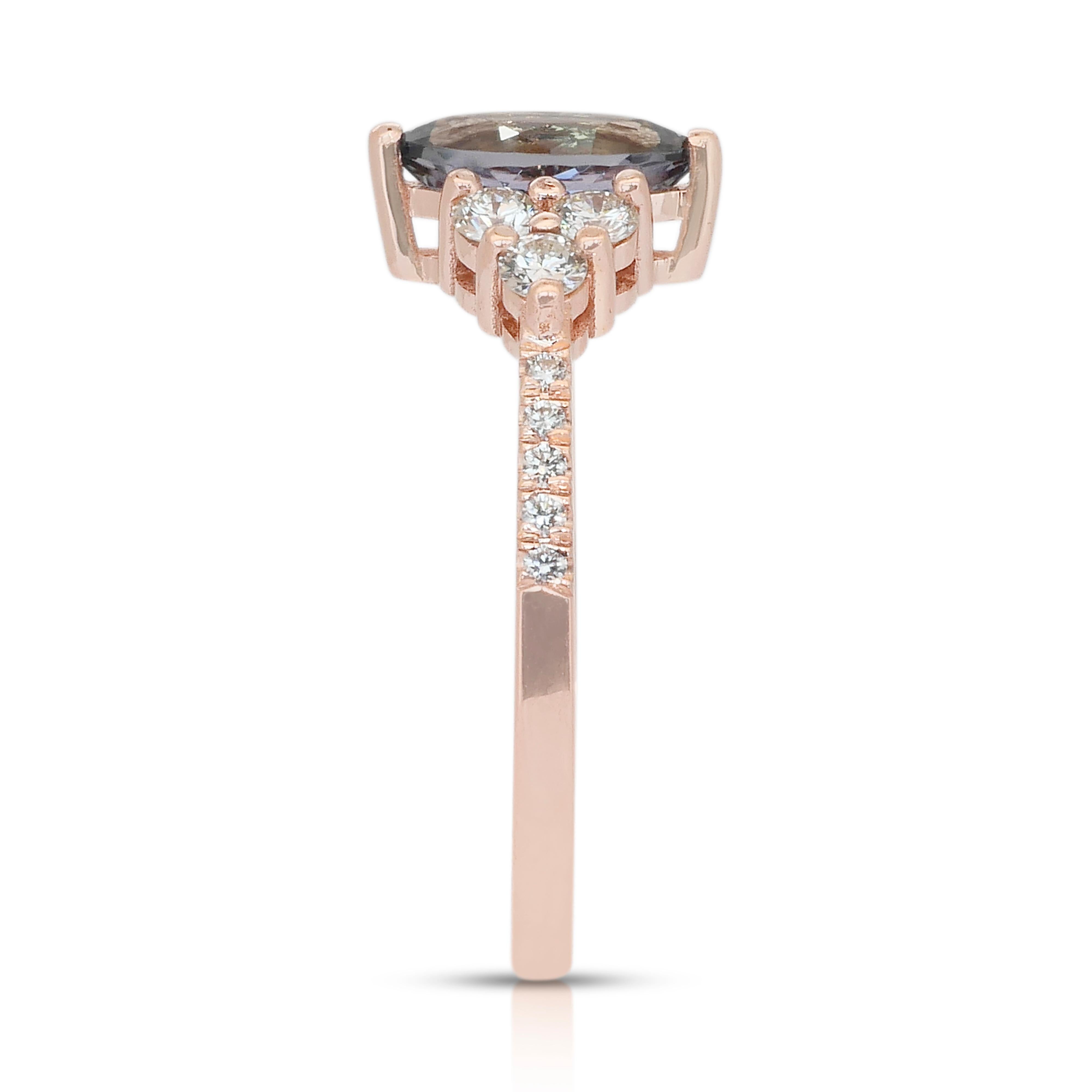 Anspruchsvoller Ring mit 1,06 Karat Tansanit und Diamanten aus 18 Karat Roségold im Angebot 2
