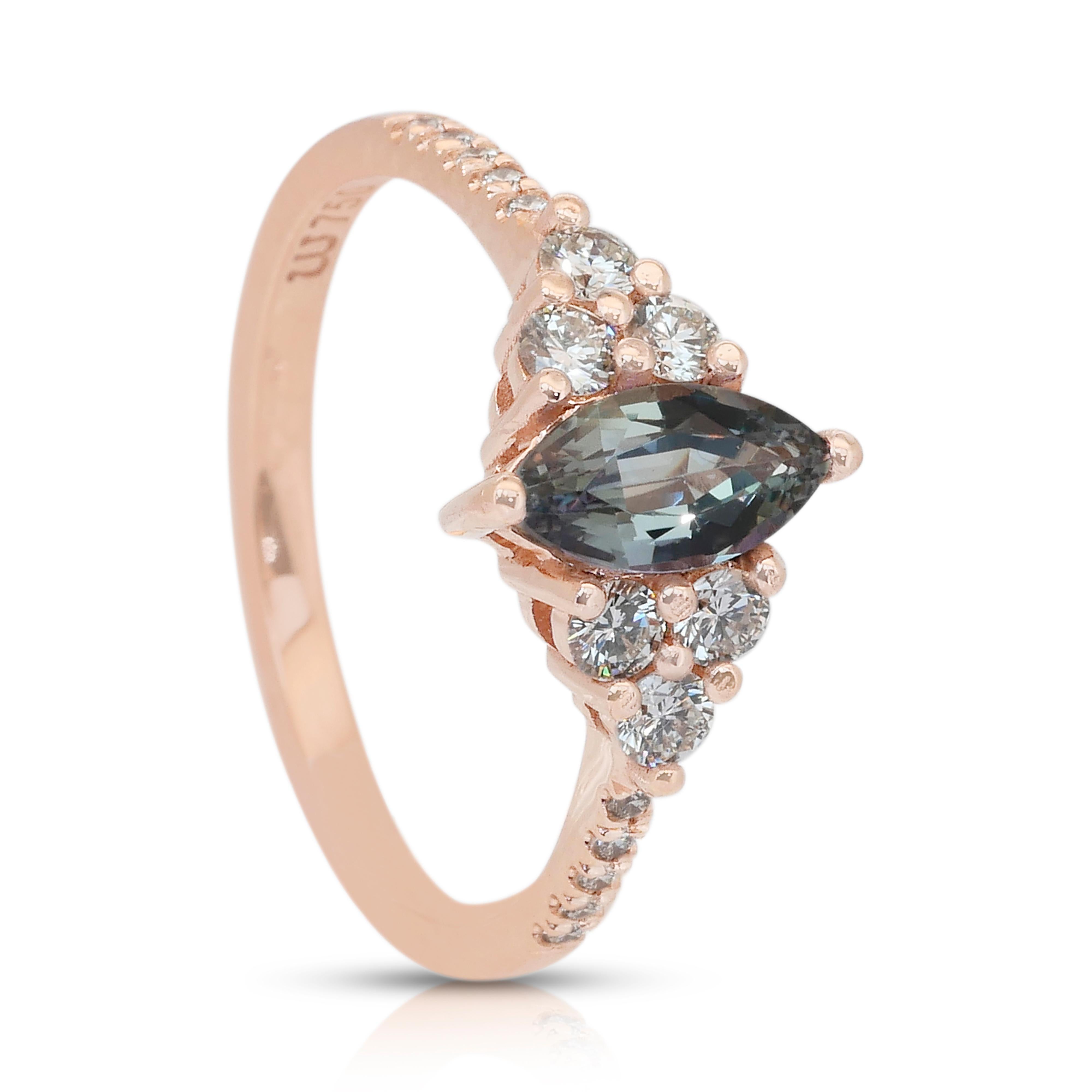 Anspruchsvoller Ring mit 1,06 Karat Tansanit und Diamanten aus 18 Karat Roségold im Angebot 3