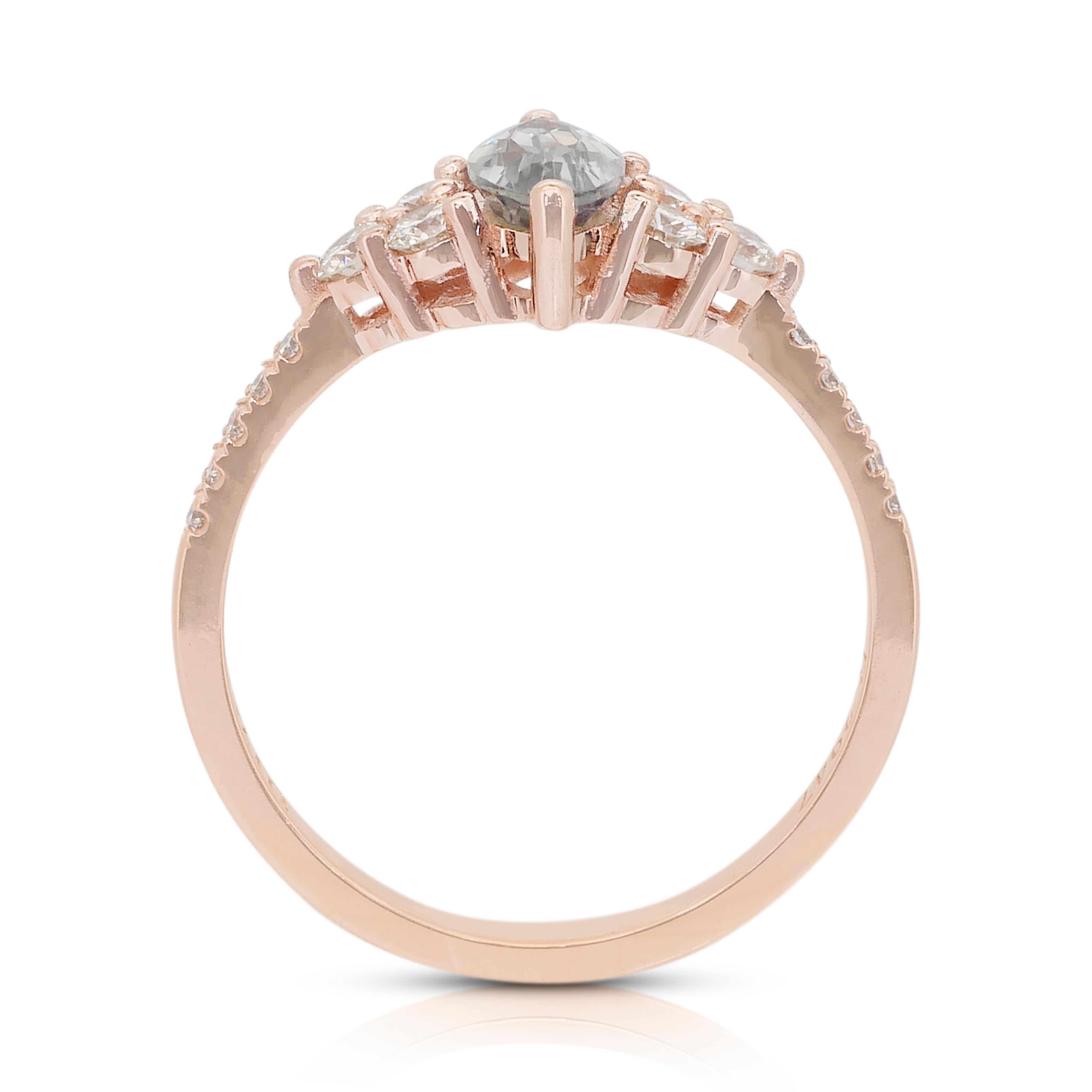 Anspruchsvoller Ring mit 1,06 Karat Tansanit und Diamanten aus 18 Karat Roségold im Angebot 4