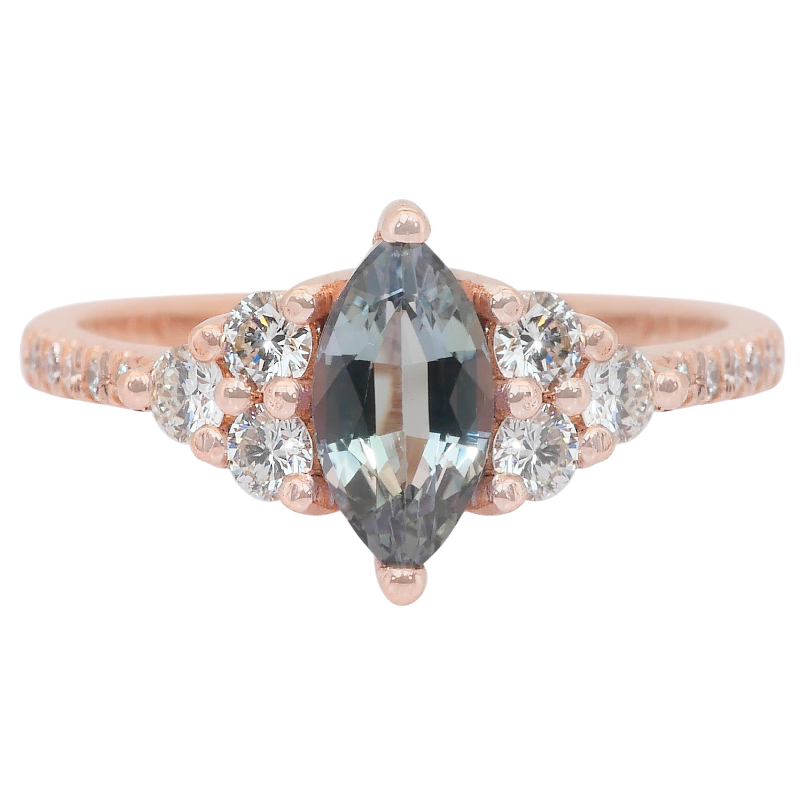 Anspruchsvoller Ring mit 1,06 Karat Tansanit und Diamanten aus 18 Karat Roségold im Angebot