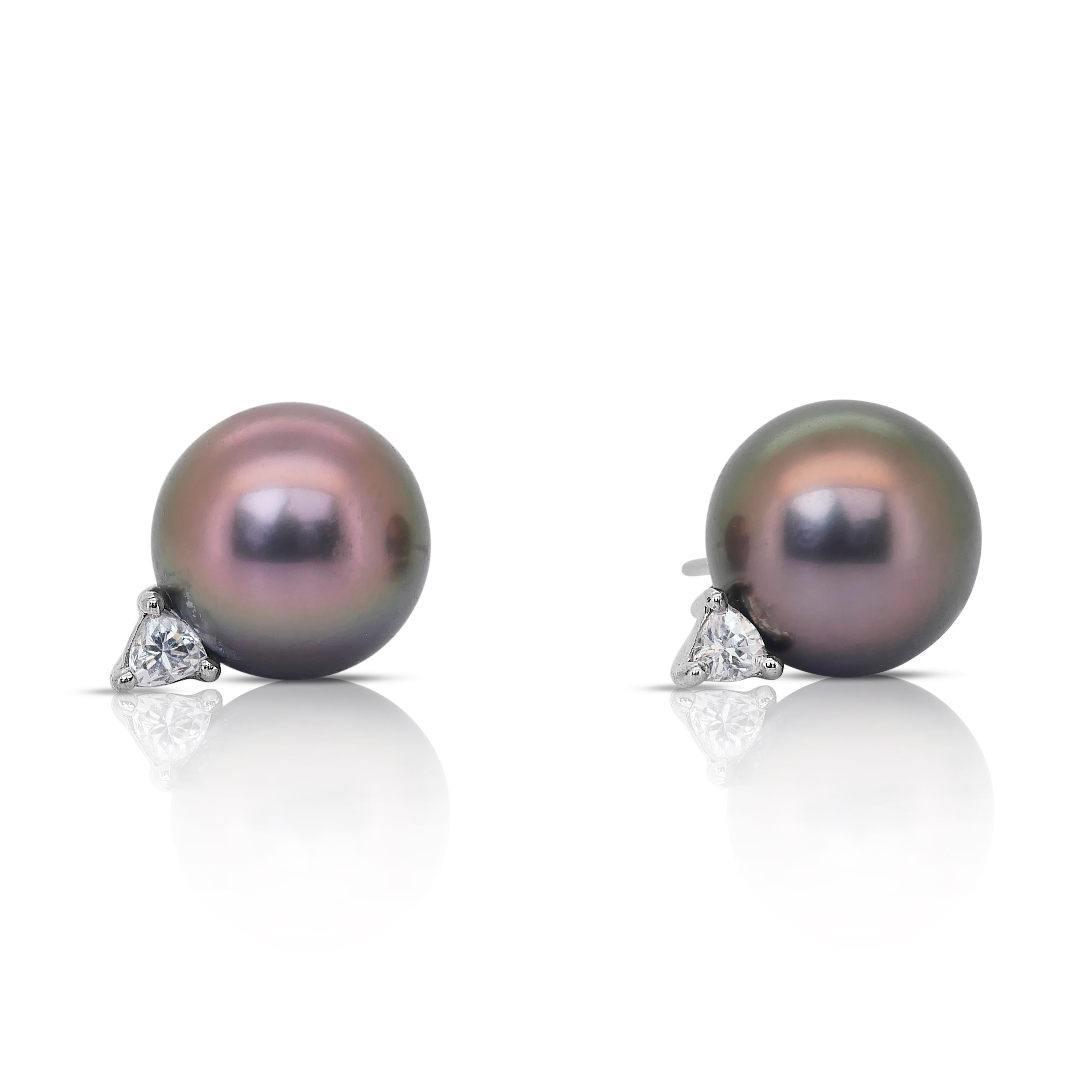 Clous d'oreilles sophistiqués en perles d'eau salée et diamants de 10,95 carats en vente 5