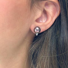 Sophisticated 10.95ct Salt Water Pearls and Diamonds Stud Earrings