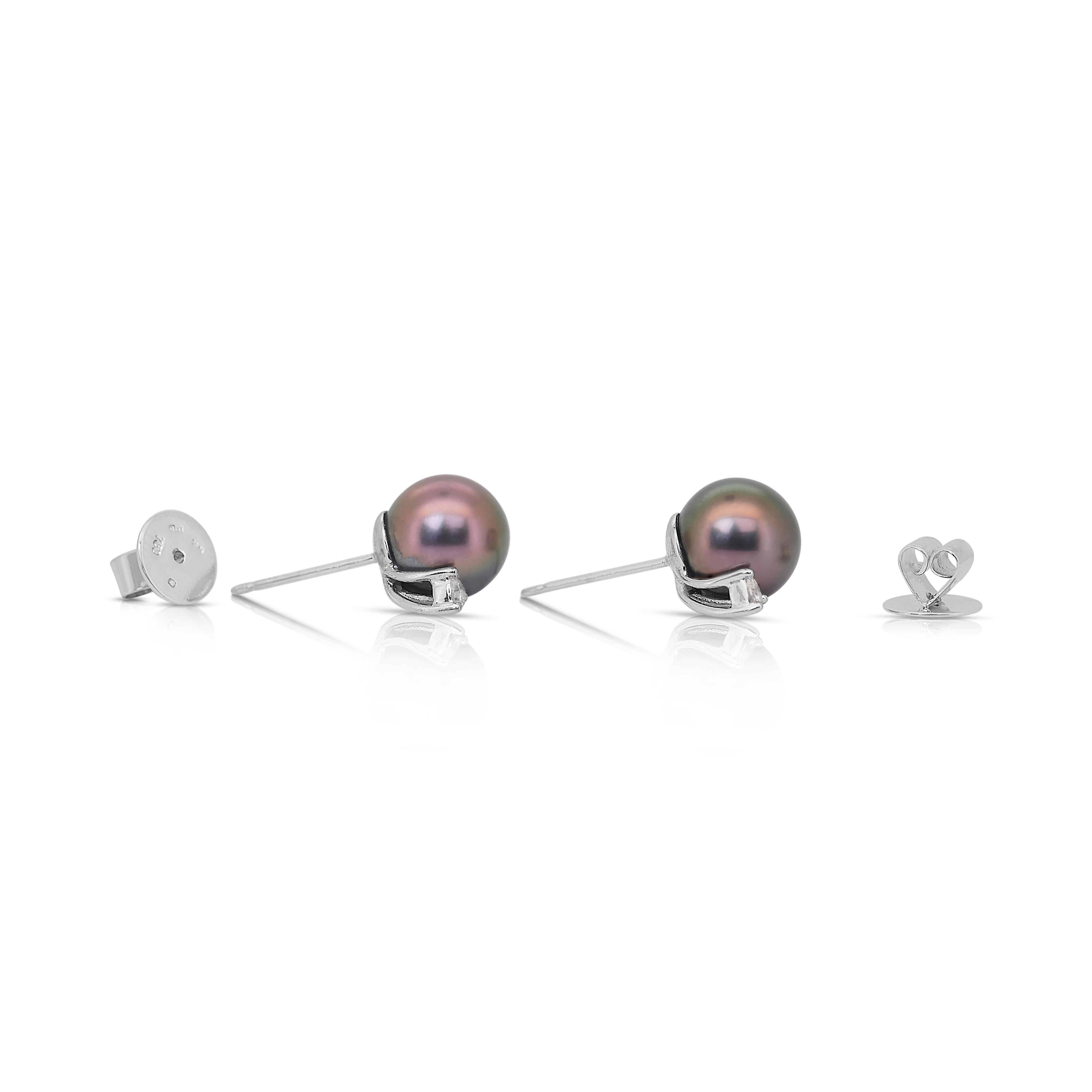 Clous d'oreilles sophistiqués en perles d'eau salée et diamants de 10,95 carats en vente 3